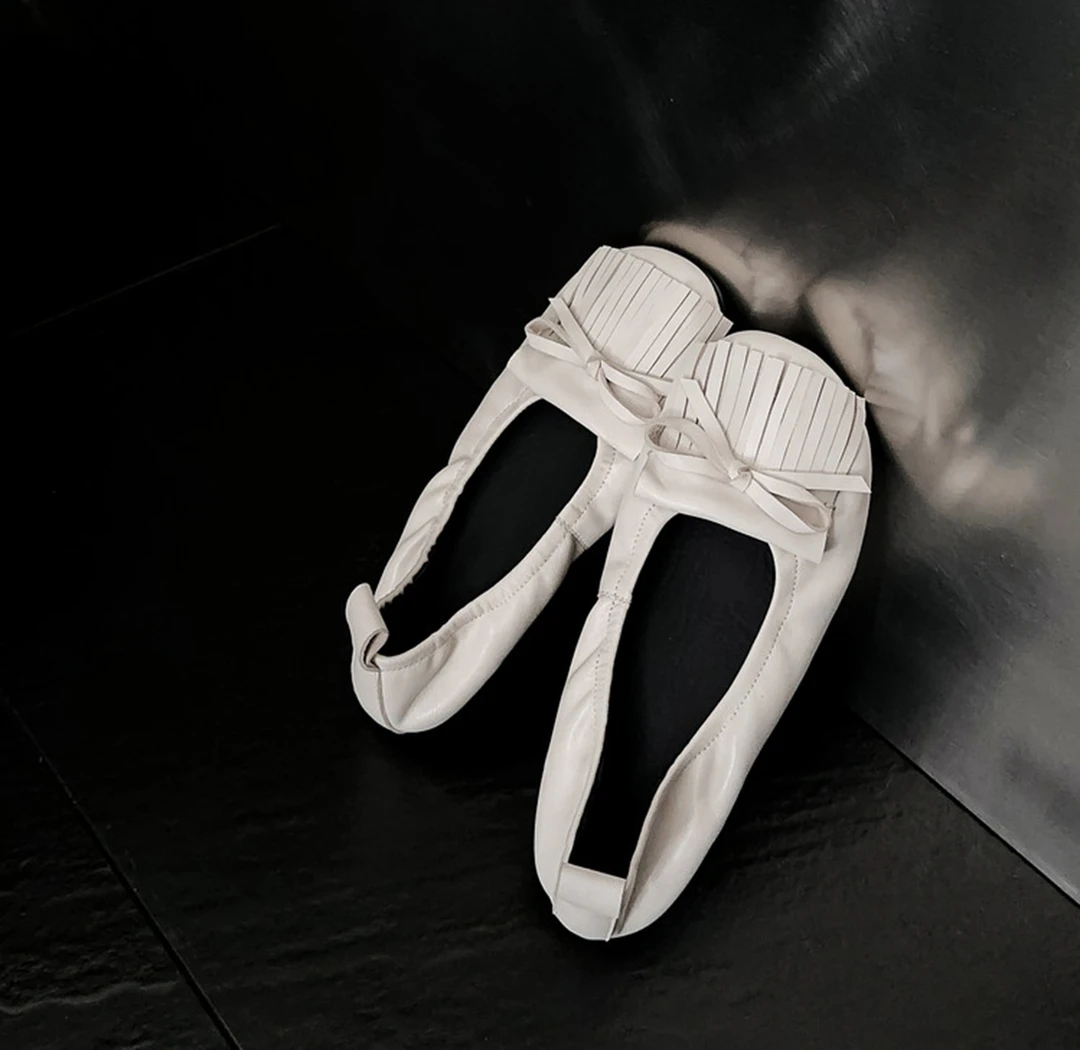 真皮复古软底流苏蝴蝶结奶奶鞋女2025秋季新款小众设计感平底单鞋