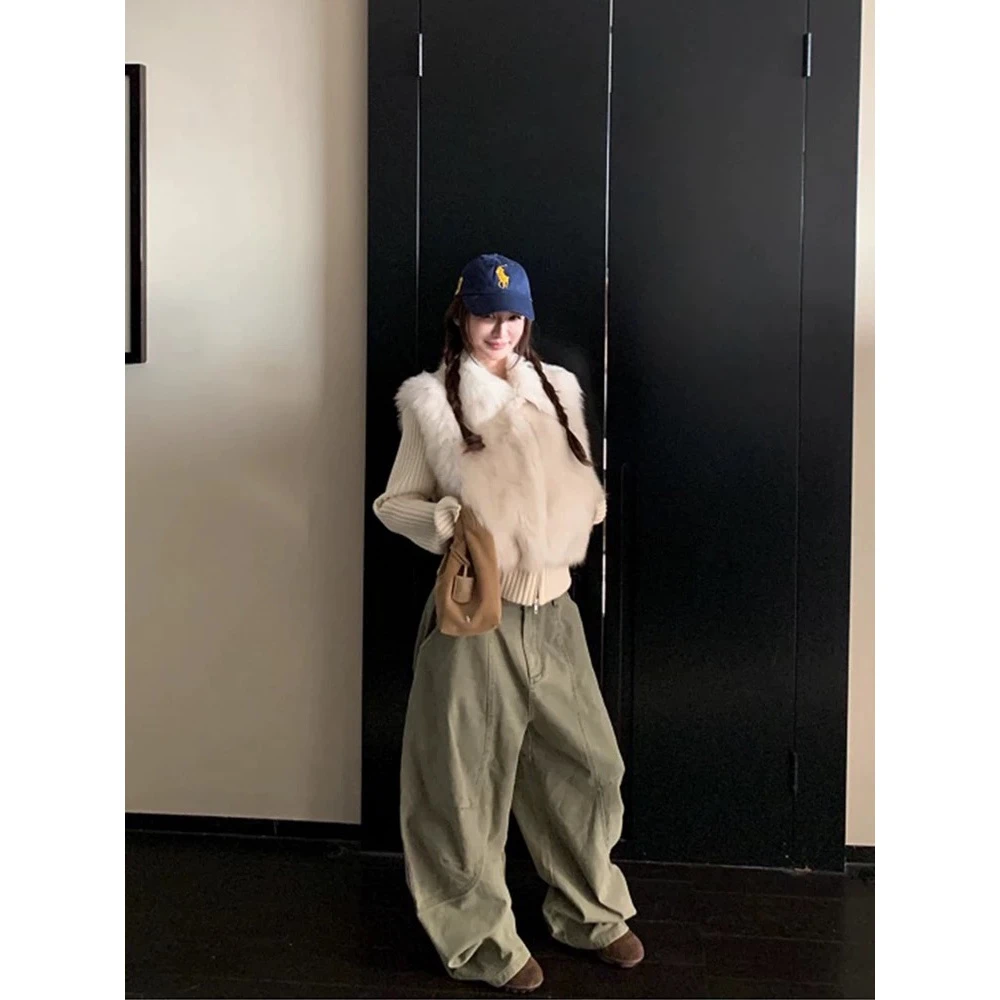 2025冬季新款可拆卸仿狐狸毛外套马甲复古针织拼接毛毛上衣女1015