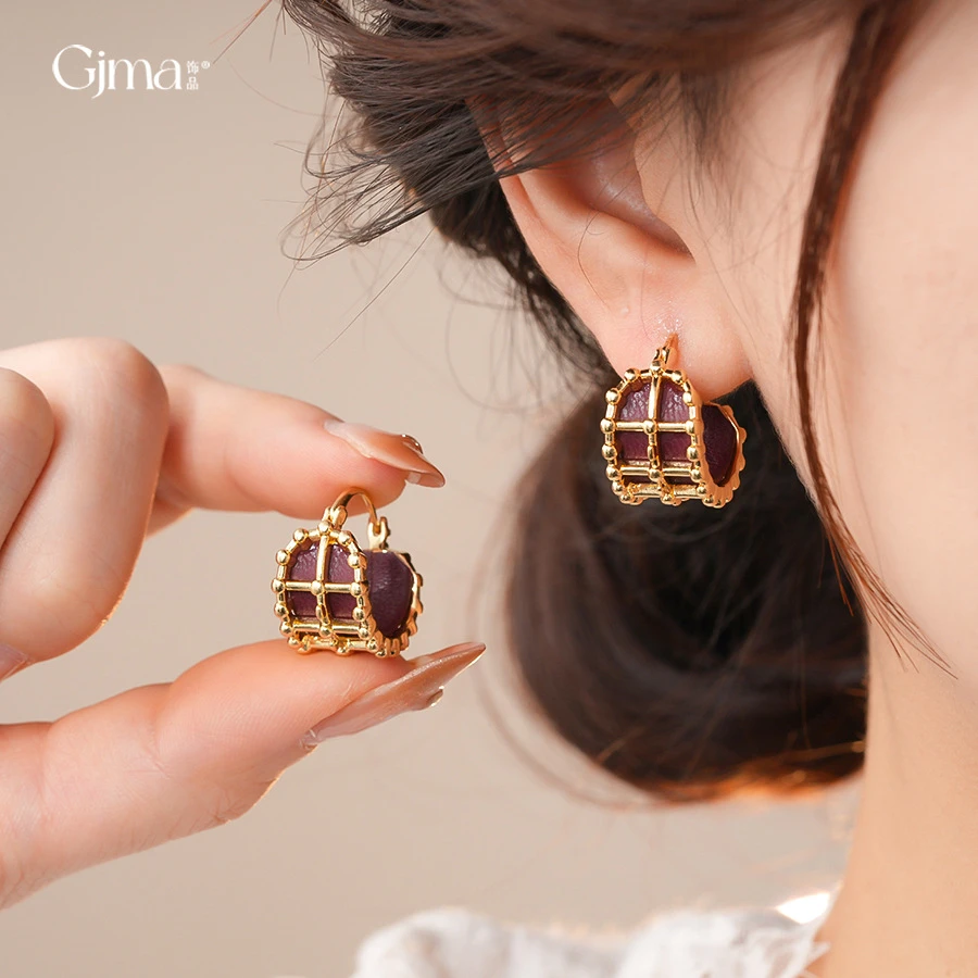 18k真金电镀欧美复古皮革几何耳环轻奢高级感耳扣时尚个性耳饰女