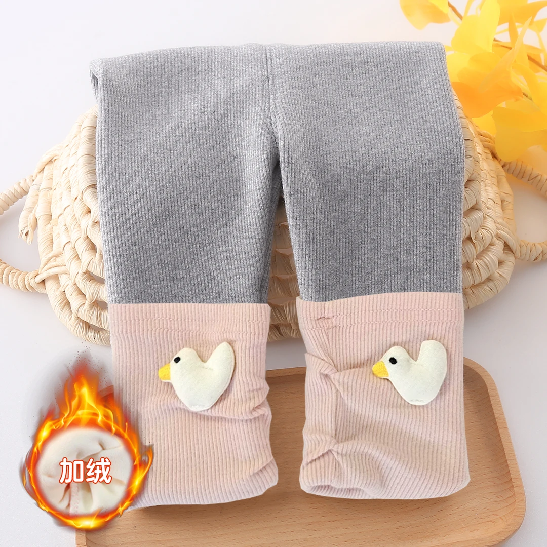 女宝宝裤子堆堆袜可爱卡通保暖休闲秋冬款外穿柔软一体绒舒适加绒