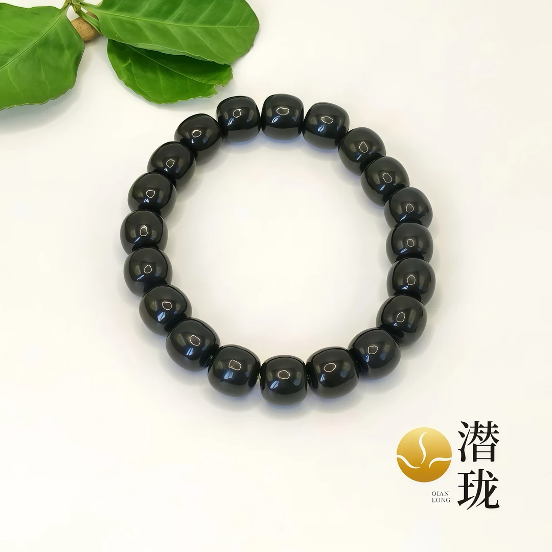 【潜珑】hj-20-001和田玉黑青卡10mm手串