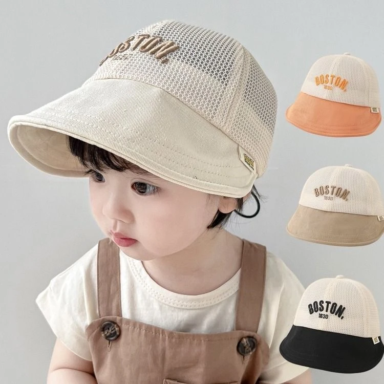 宝宝帽子夏季新款网眼婴儿渔夫帽防晒遮阳男女儿童鸭舌帽大帽檐