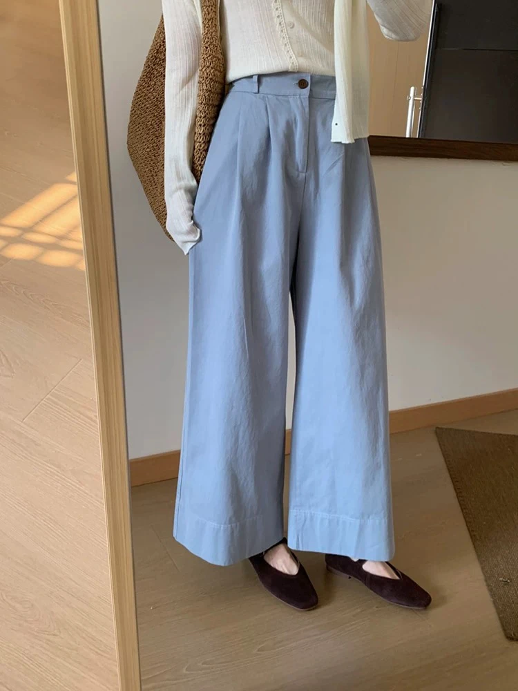 715  韩版洗水棉舒适阔腿百搭显瘦休闲裤（H015）