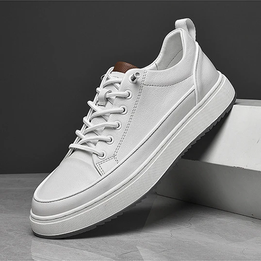 路易圣戈希男鞋皮面板鞋秋小白鞋面复古滑板运动时尚休闲鞋潮鞋