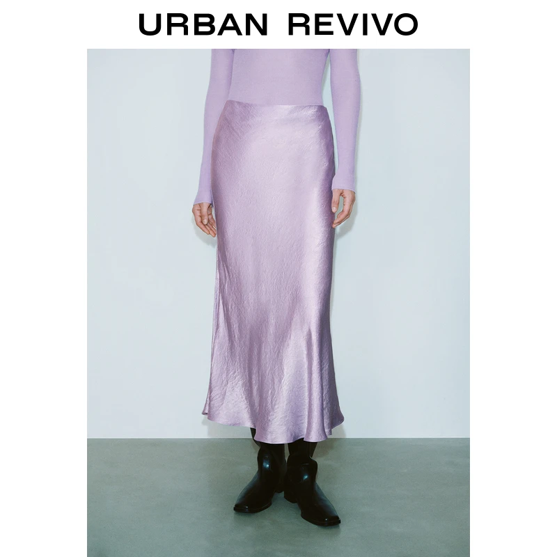 UR2025春季新品女装欧若风都市魅力肌理感通勤鱼尾半裙UWG550018
