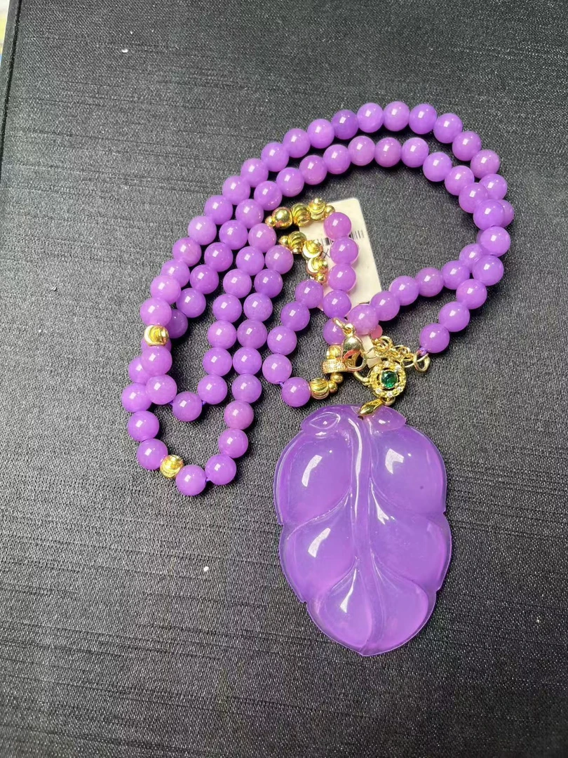 Lx10紫色树叶毛衣链