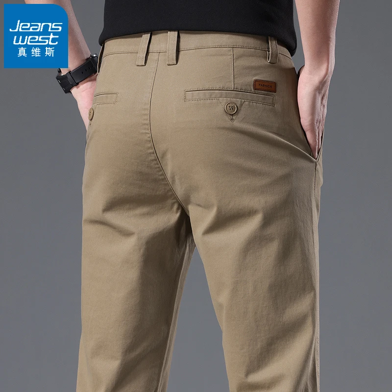 真维斯高品质裤子男款春夏季2025新款卡其色休闲长裤修身直筒卡其