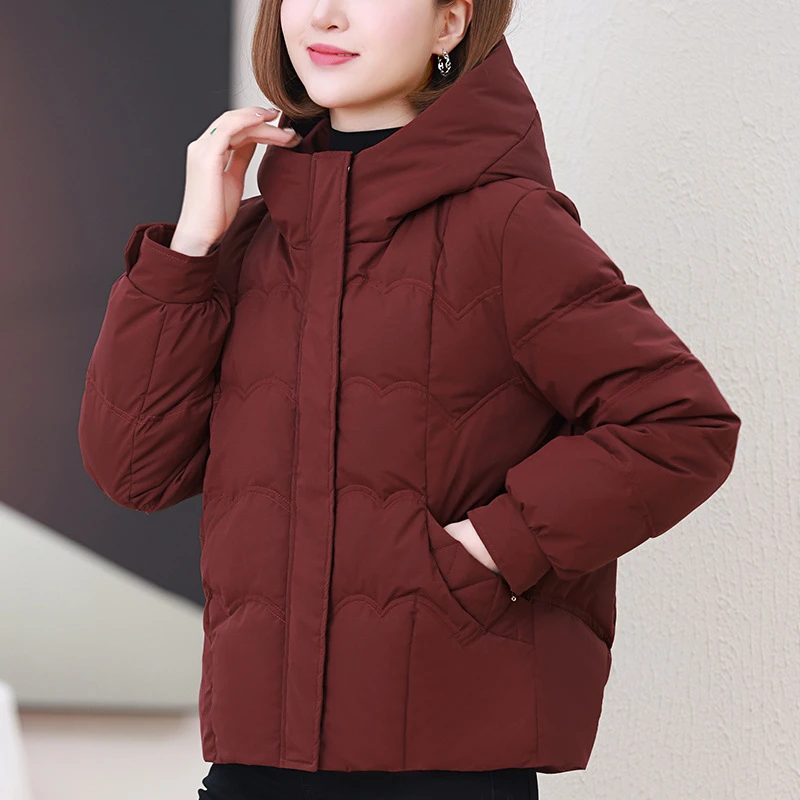 DUCURNO连帽短款羽绒服女冬季2026新款时尚气质加厚保暖百搭外套