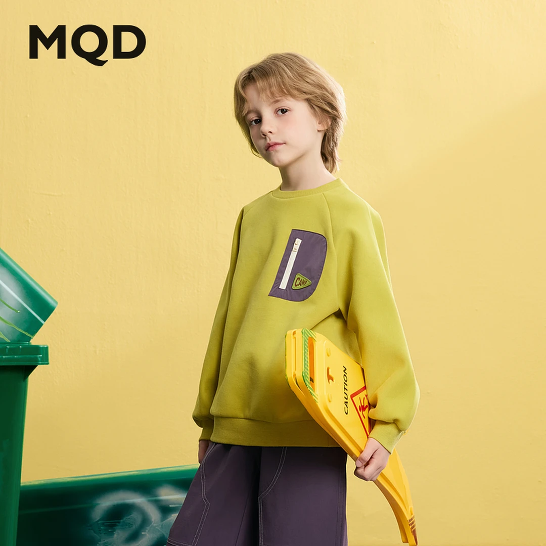 MQD童装25春季新品学院风男女童简约休闲百搭运动卫衣9651W0609