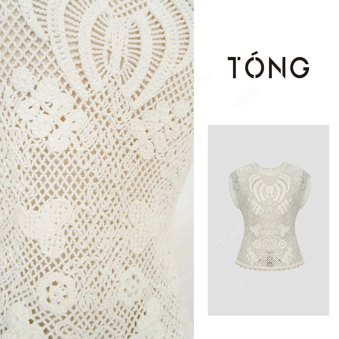 【婉清】特定纱线超重工手钩花上衣度假上衣 G00555