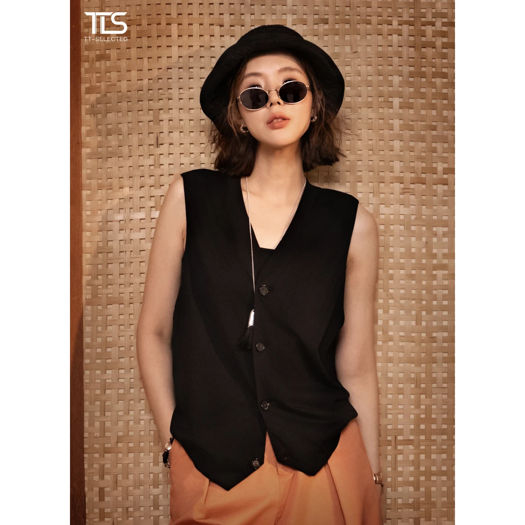 TT【小坎肩】纯棉简约气质休闲百搭马甲TT-11MJ015