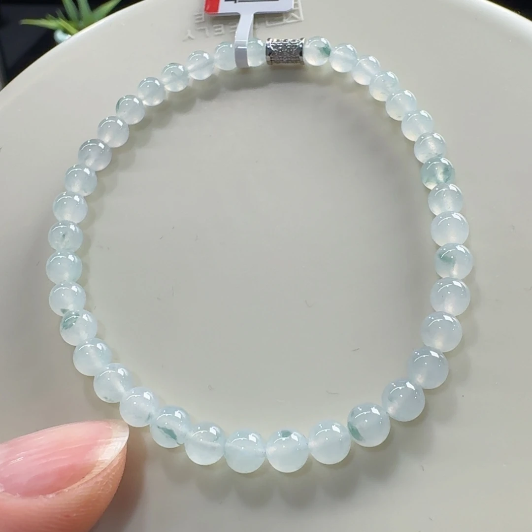 未镶嵌手链翡翠冰胶飘蓝花单圈4.8mm