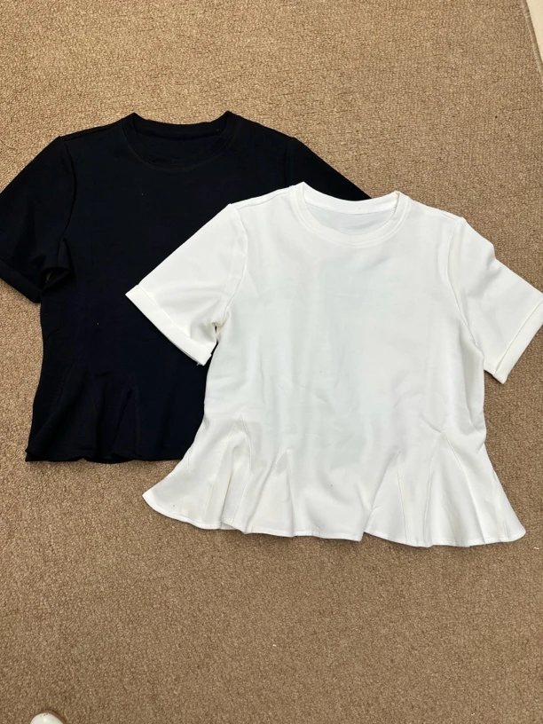 林杠杠夏季新品/收腰荷叶摆上衣