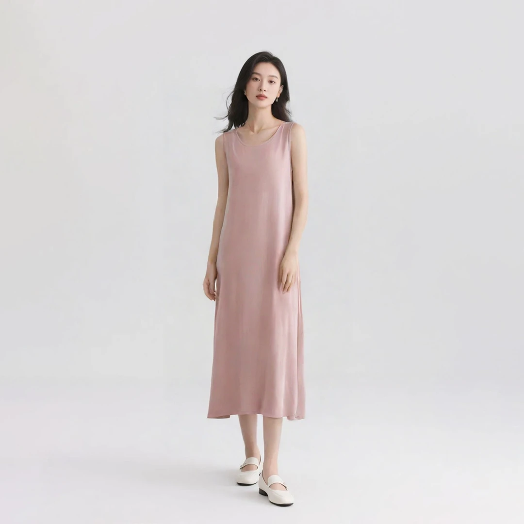 TALMUS/塔拉牧丝精纺丝毛长裙女士优雅气质风夏季必备中长款宽松