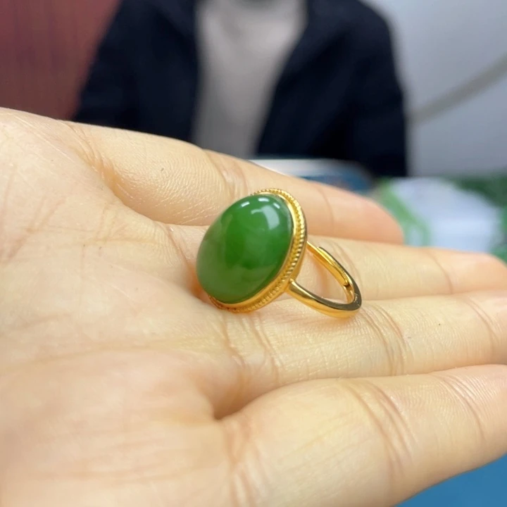 和田玉戒指银S925镶嵌母****姐