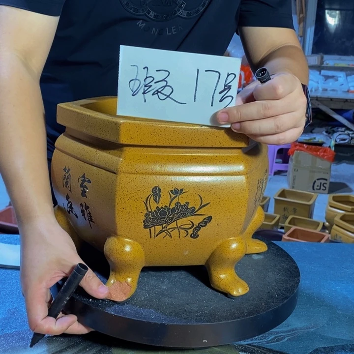 人***彩紫砂花盆紫砂紫砂