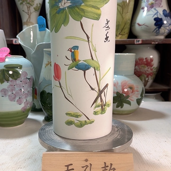直筒荷花鸟高33 新款陶瓷陶瓷陶瓷陶瓷