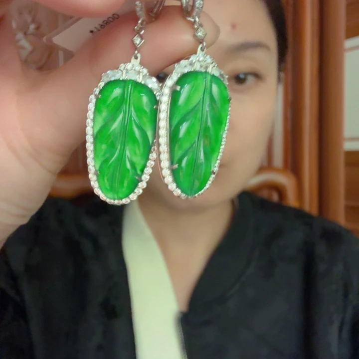 翡翠银S925镶嵌吊坠(不含链)耳饰