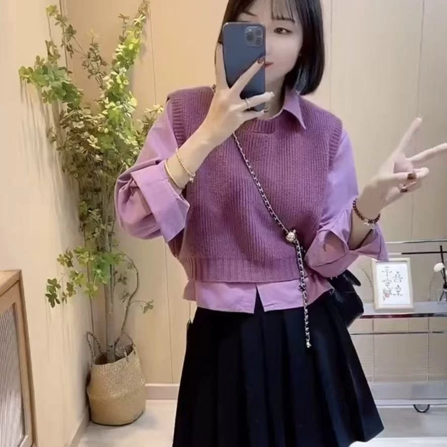 复古韩系爆款针织马甲背心女春秋2024新款无袖宽松坎肩显瘦百搭女