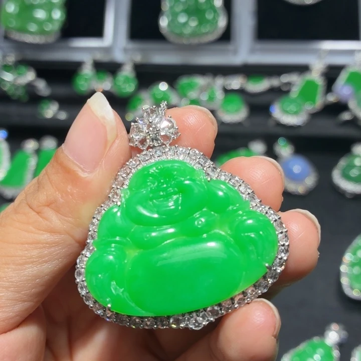 翡翠18K金镶嵌吊坠(不含链)翡翠