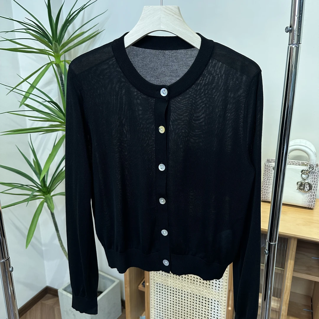 2【海韵丝语】100支兰精天丝时尚百搭设计感圆领长袖开衫KKCG240029