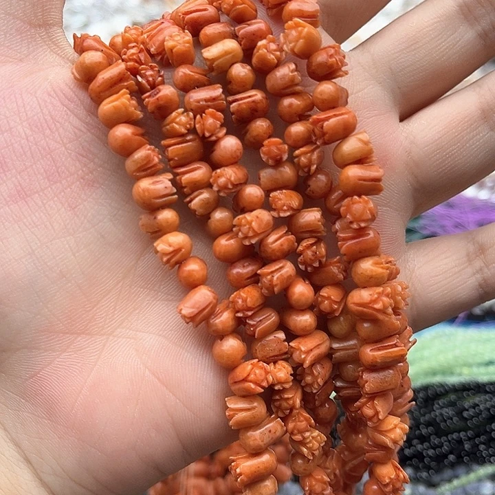 未镶嵌玛瑙/玉髓珠宝半成品一条三姑娘雕刻兰玲花