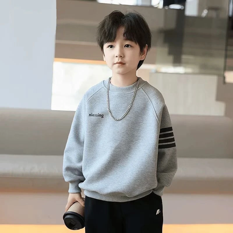 男童卫衣中大童秋季新款2025帅气圆领外穿洋气套头上衣外穿长袖衣