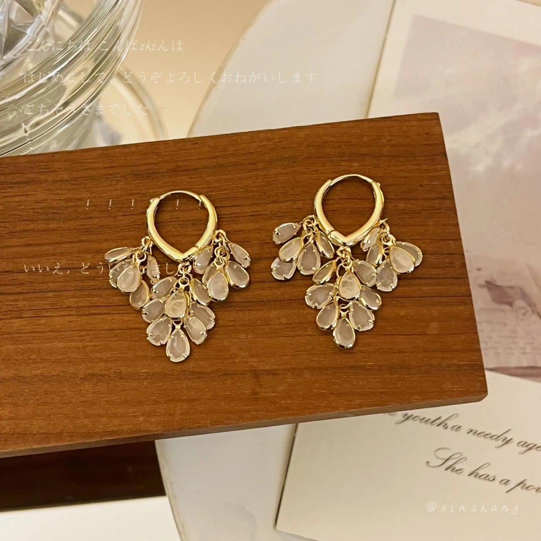 铜合金仿水晶耳饰 【金麦穗】时尚气质麦穗耳扣耳环精致小众耳饰