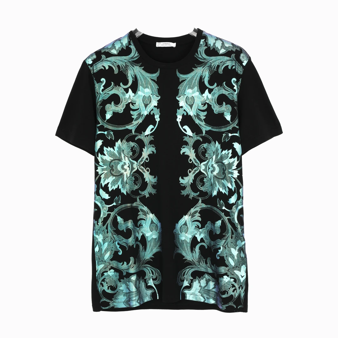 未使用 VERSACE/范思哲 VC男士印花短袖V800683 VJ00504 V100