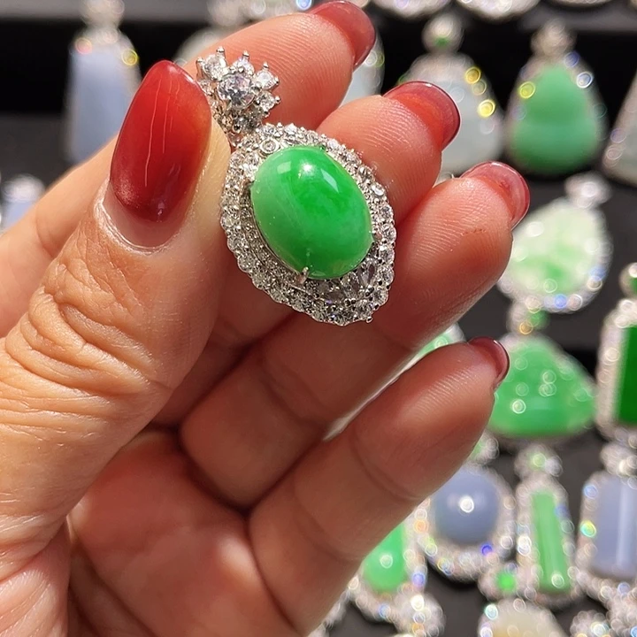 翡翠银S925镶嵌颈饰