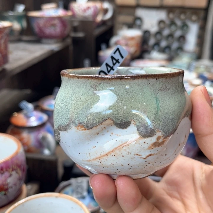 摆件全手工柴烧志野杯0447