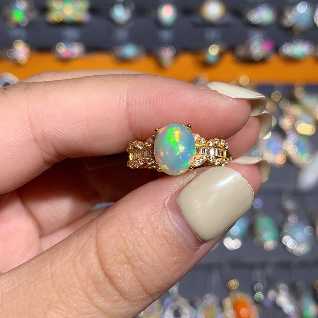 银S925镶嵌欧泊 欧泊戒指l