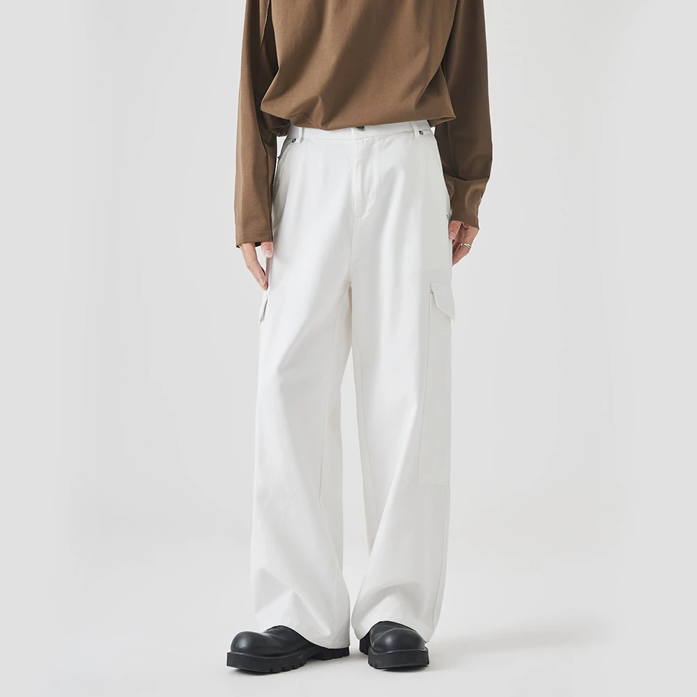 潮工装裤春季立体伞兵裤休闲裤裤子复古直筒裤纯色阔腿裤子男