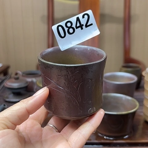 戬谷龙窑坭兴陶柴烧茶杯0842
