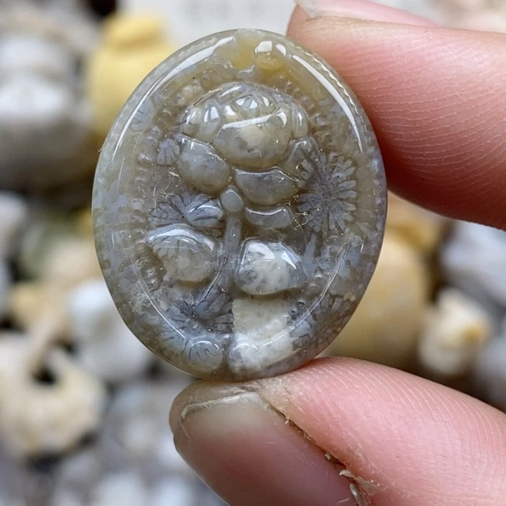 颈饰未镶嵌硅化珊瑚（珊瑚玉）小