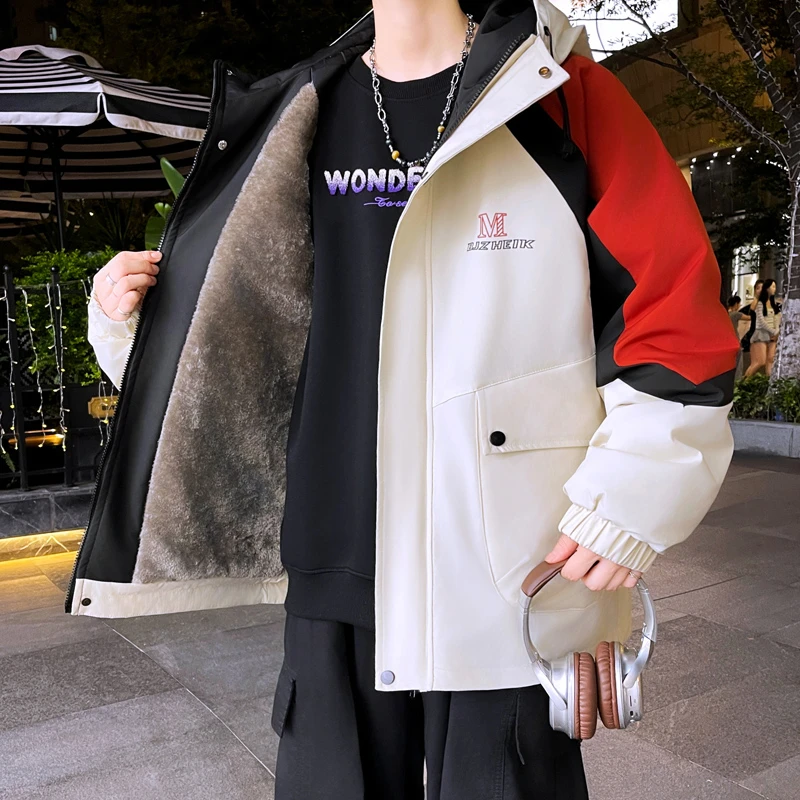 棉衣男士外套秋冬季新款青少年大童学生加厚防寒保暖加绒夹克棉服