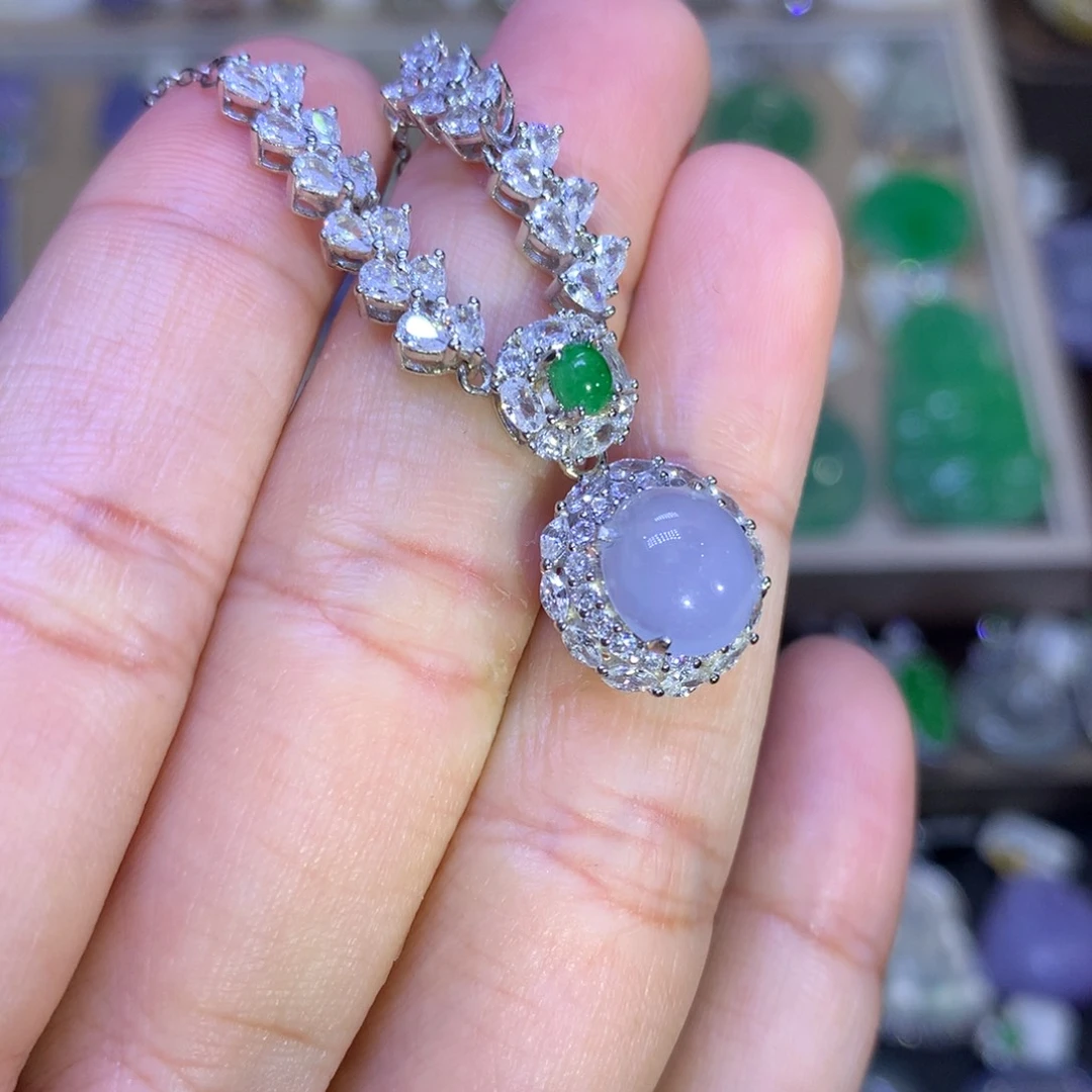 翡翠银S925镶嵌颈饰翡翠