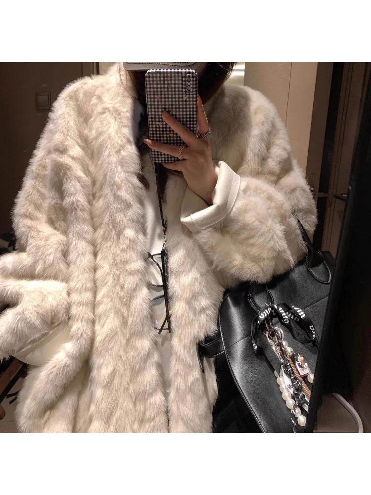 人造皮草 云雾石狐厚实保暖蝙蝠袖披肩式女慵懒顺滑环保毛大衣