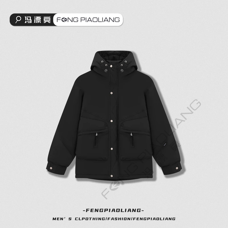 黑【朱雀之舞90绒羽绒服】077冬季宽松保暖户外工装简约轻奢情侣款