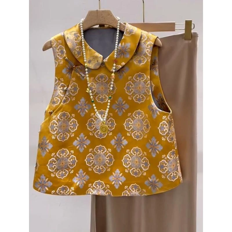 气质国风马甲女装秋季无袖盘扣坎肩上衣高级感复古马夹新中式背心