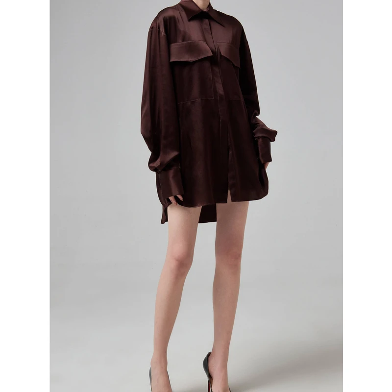 【直播】ALEX PERRY 缎面垂感设计感宽松衬衫