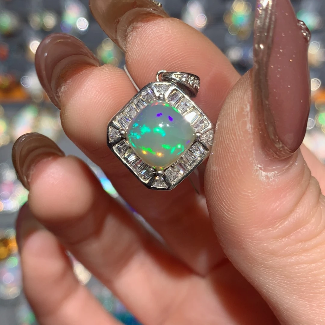 欧泊福利吊坠w银S925镶嵌