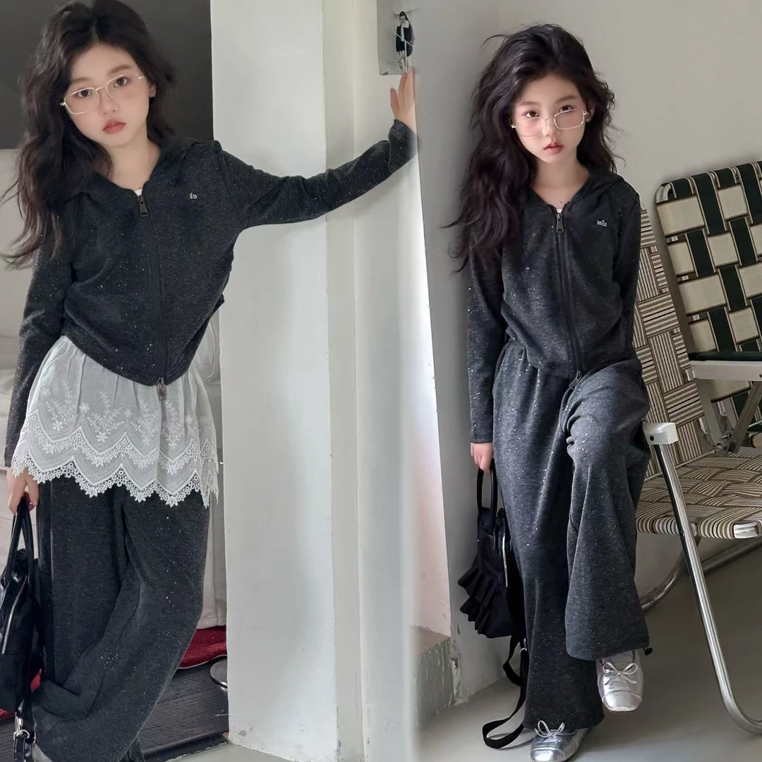 女童秋装套装洋气时髦2025新款爆款女孩6-12岁潮高级感两件套韩范