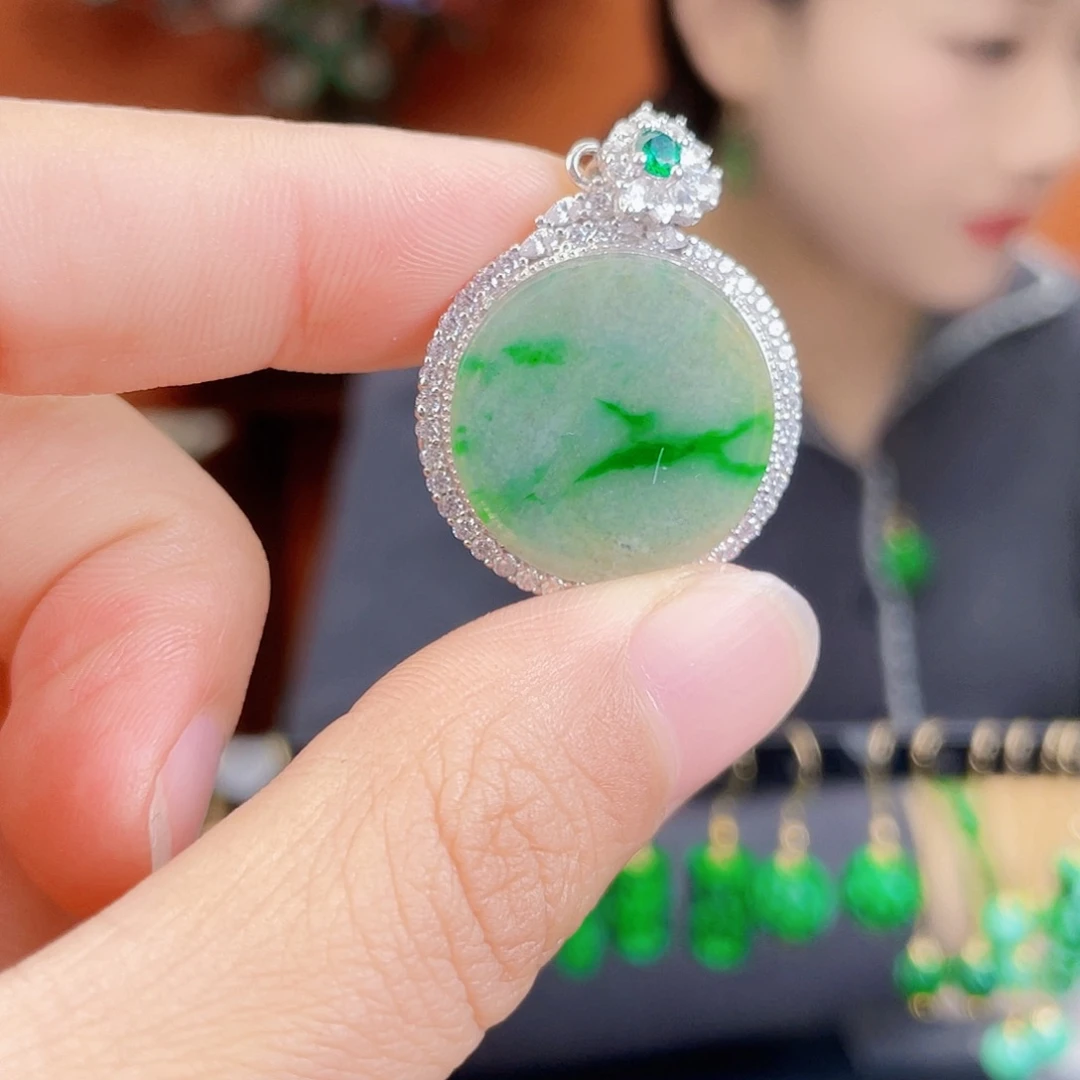 翡翠银S925镶嵌耳饰