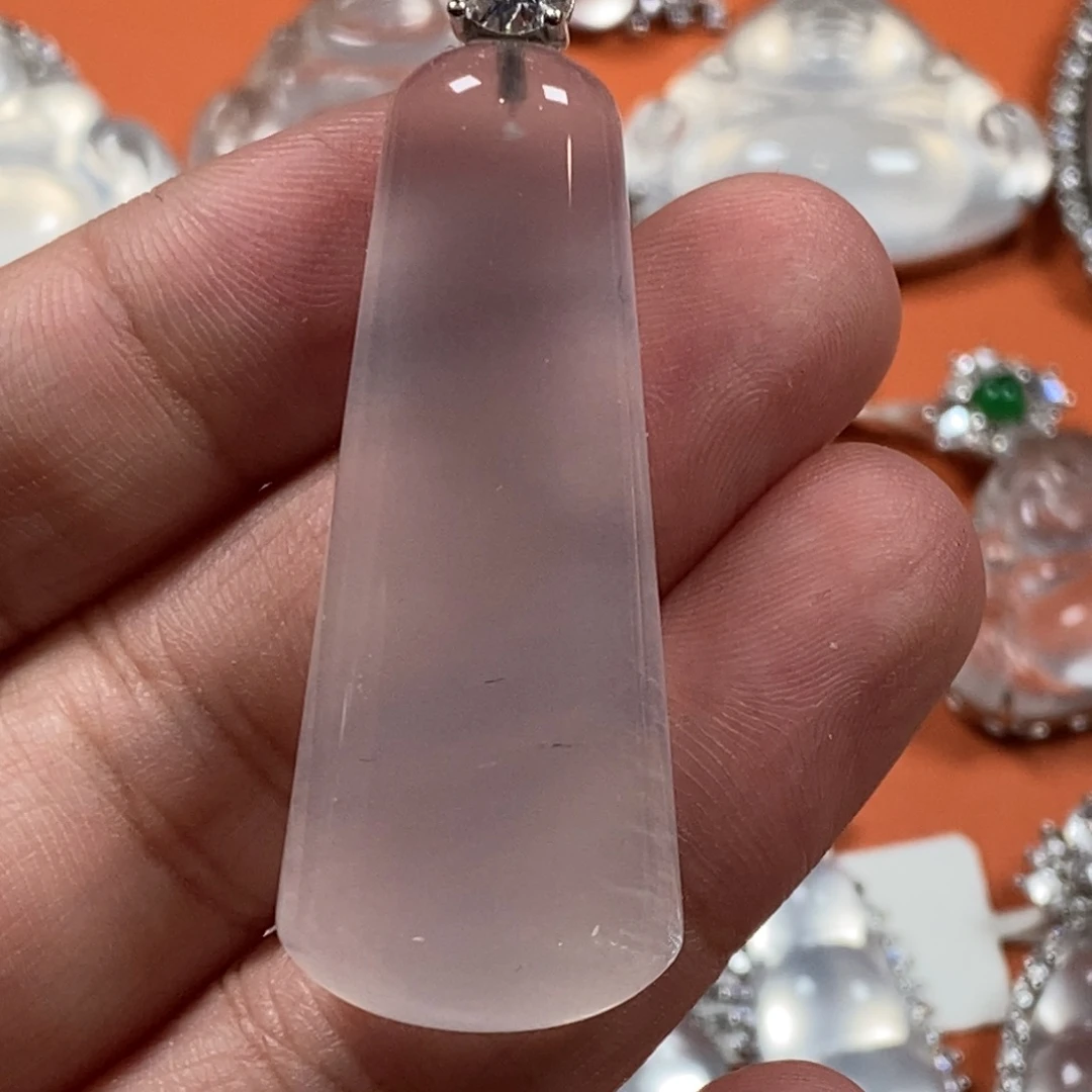 石英质玉银S925镶嵌颈饰无事柱