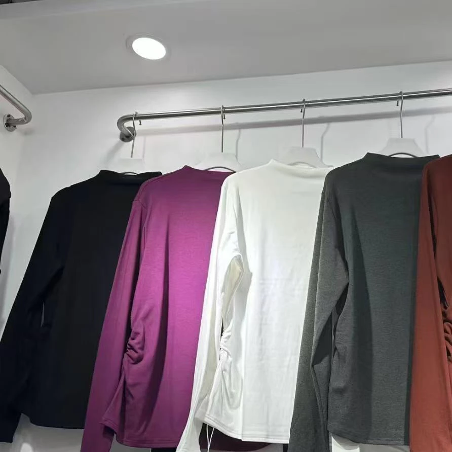 女款套头修身型半高领2025打底衫纯色T恤长袖休闲户外