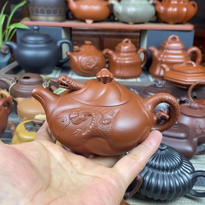 茶壶紫砂鱼化龙200-260cc原矿朱泥特价
