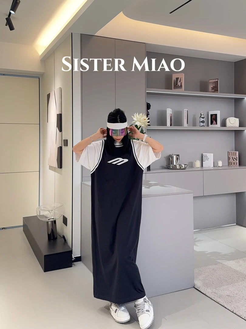 SISTER MIAO•字母拼接假两件连衣裙