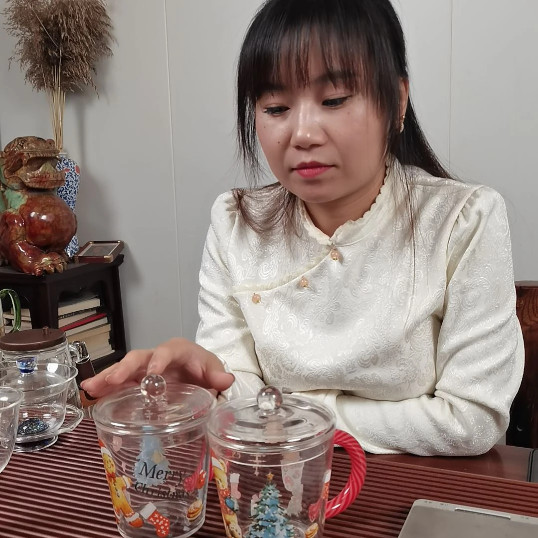手柄款高硼硅玻璃圣诞暖暖杯一对