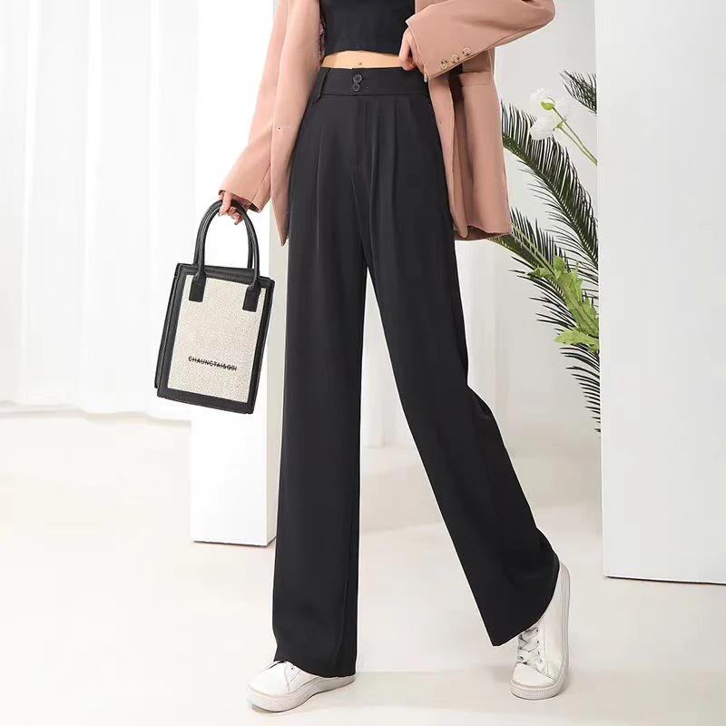 【首单优惠券】2025百搭薄款高腰夏季直筒裤西装裤显瘦垂顺西装裤